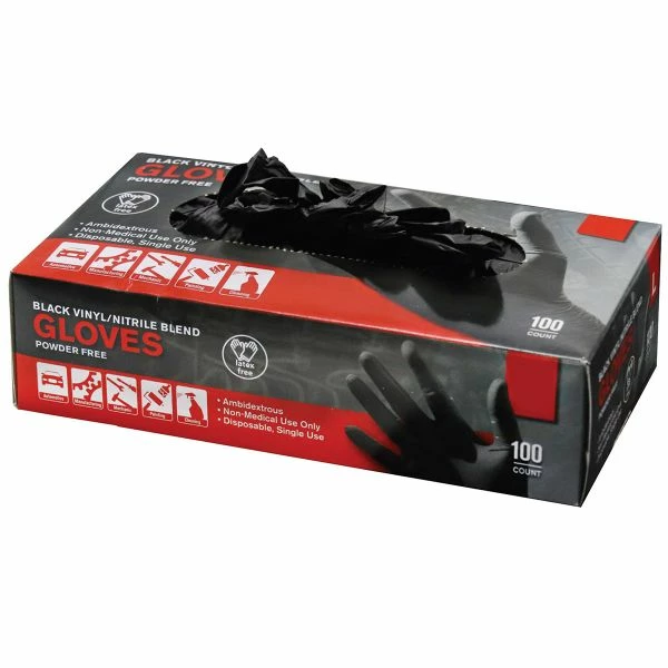 Wholesale ✨ GRIP 5-MIL VINYL-NITRILE BLEND GLOVES BLACK 100 BOX 🛒 1 Wholesale ✨ GRIP 5-MIL VINYL-NITRILE BLEND GLOVES BLACK 100 BOX 🛒